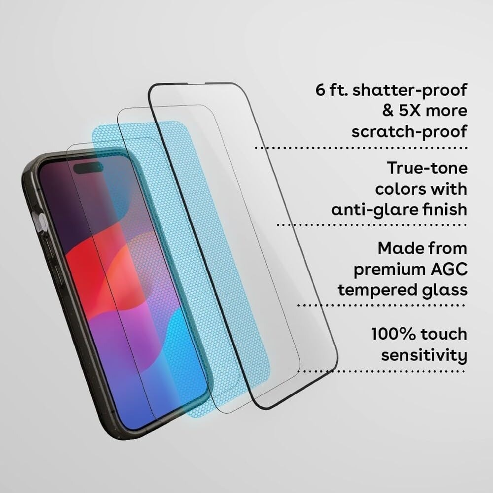 Folie de Protectie din Sticla Securizata compatibila cu iPhone 17, Protectie Profesionala, Full Cover, Anti Zgarieturi, Anti Socuri, Full Glue, Transparenta