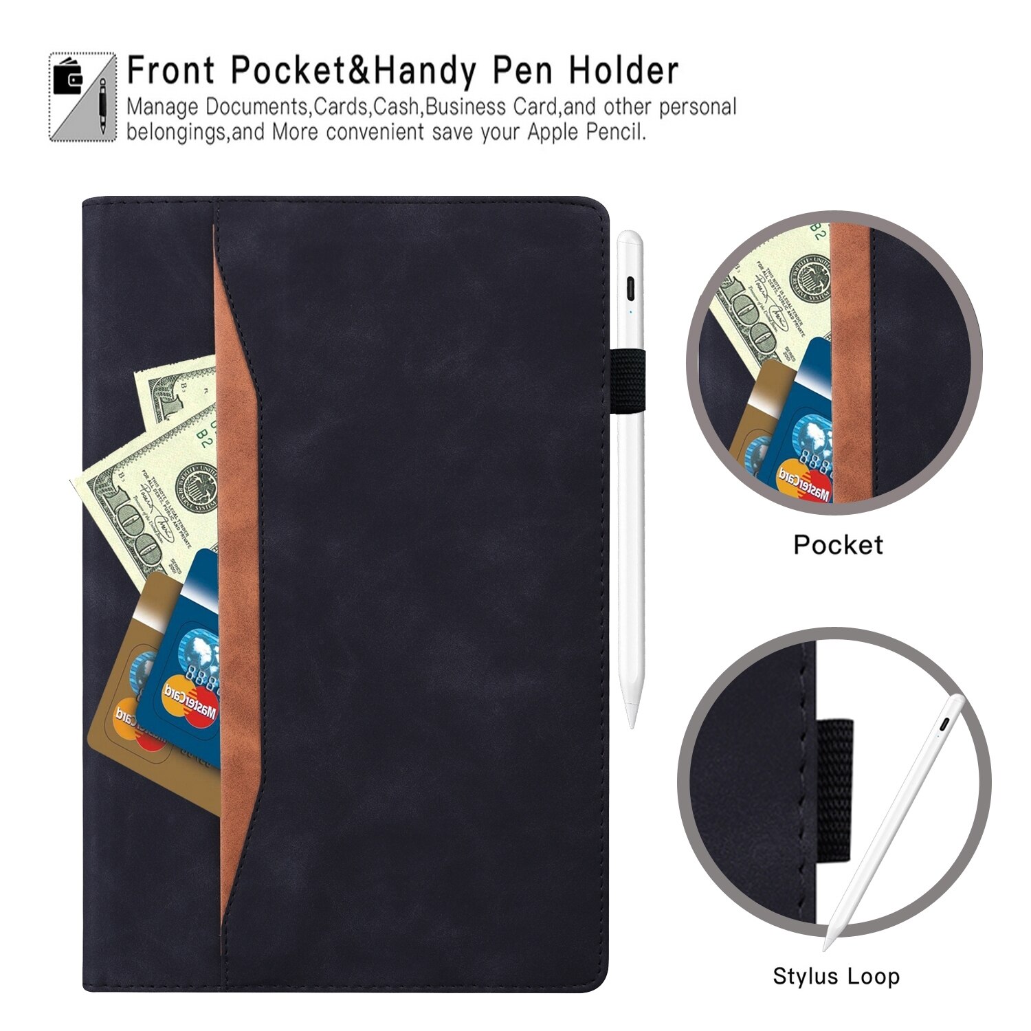 Husa tableta pentru Lenovo Tab P12 12.7, material piele, design cu margine anti-soc, pliere inteligenta, protectie anti-zgarieturi, suport pentru vizionare, Negru