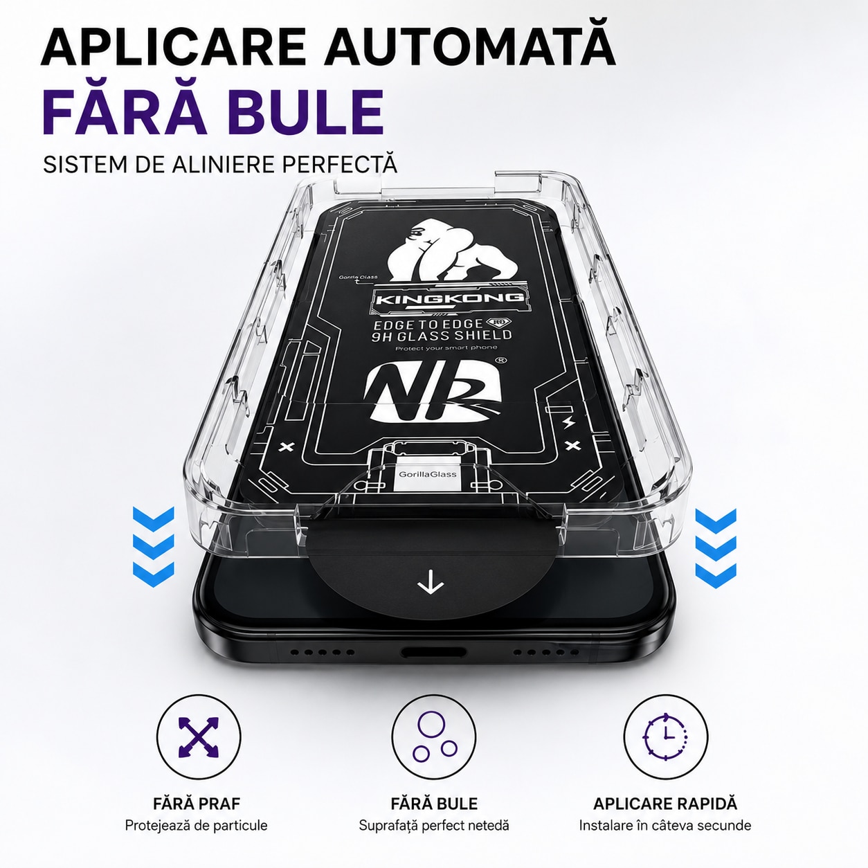 Folie Sticla pentru Xioami redmi 14c, Full Glue, Aplicare Automata cu Aplicator Inclus, Anti-Zgarieturi, Negru
