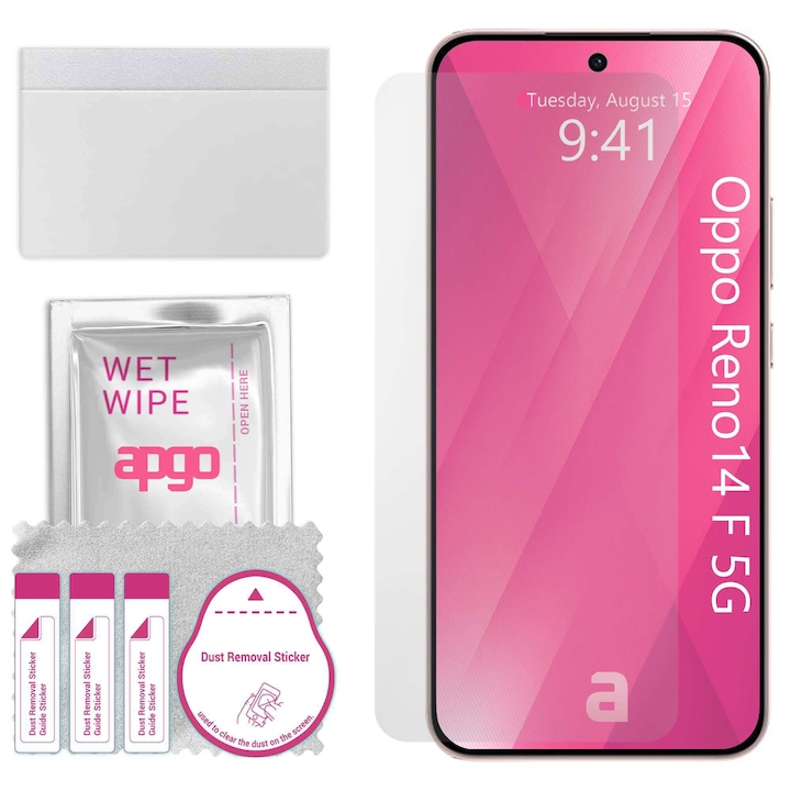 Folie de protectie apgo pentru Oppo Reno14 F 5G – afisare completa, lucioasa, hidrogel, full glue, 5D