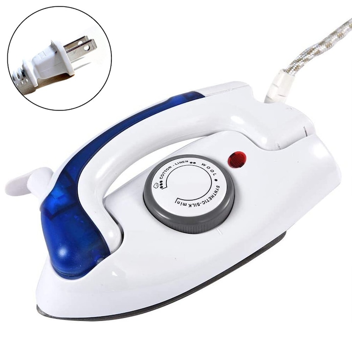 Fier de calcat portabil cu abur, pliabil, 80ml, 700W, talpa teflonata, compact