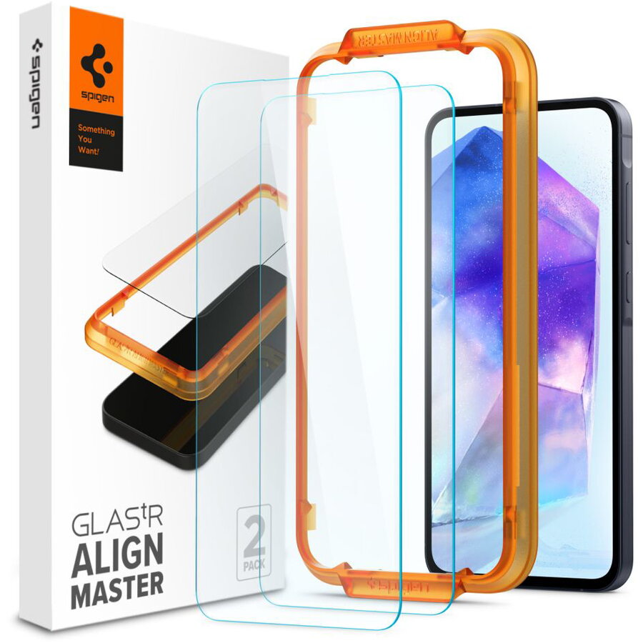 Folie pentru Samsung Galaxy A55 5G (set 2) - Spigen Glas.TR Align Master - Clear