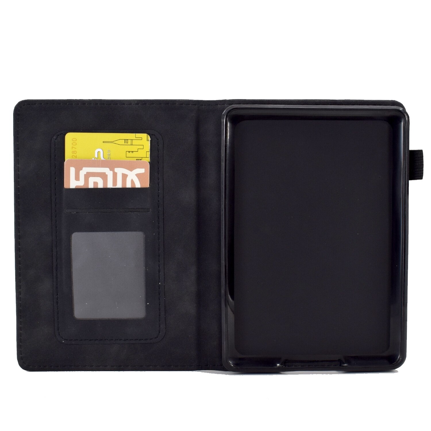 Husa tableta pentru Amazon Kindle Paperwhite 12th 2024, piele embosata cu flori de peonie si fluture, smart case, negru