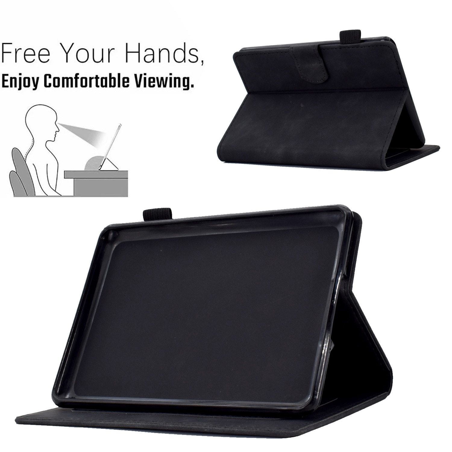 Husa tableta pentru Amazon Kindle Paperwhite 12th 2024, piele embosata cu flori de peonie si fluture, smart case, negru
