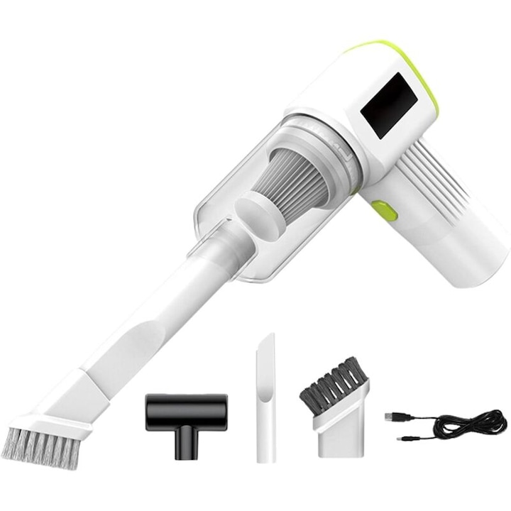 Aspirator portabil mini 120W 9000Pa alb 16.5x14.5x4cm