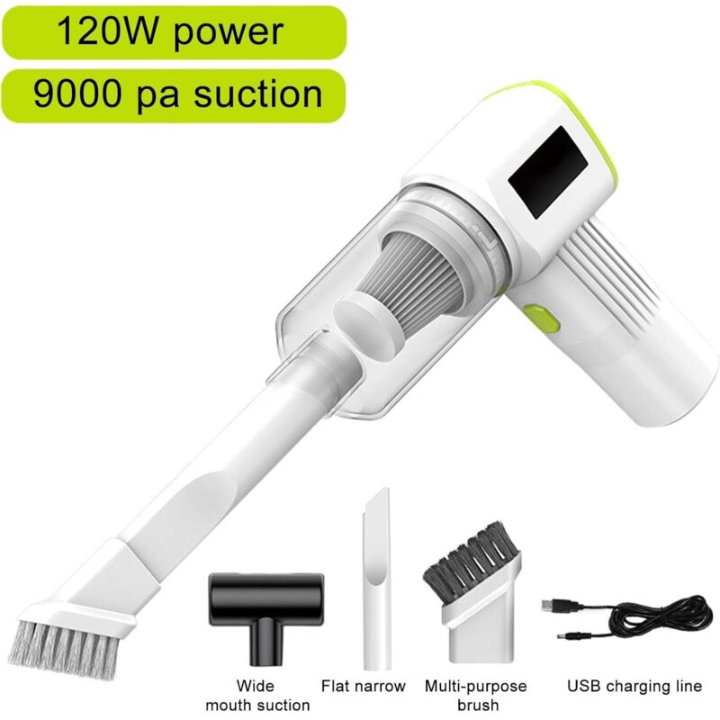 Aspirator portabil mini 120W 9000Pa alb 16.5x14.5x4cm