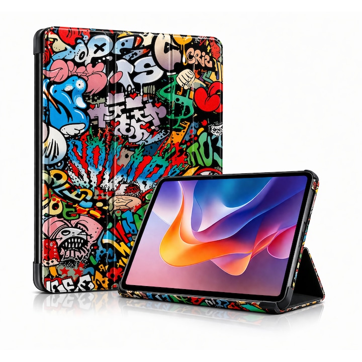 Husa tableta StandPro pentru Honor Pad 10, Protectie 360°, Carcasa Rigida, Piele ECO, Anti-soc si Anti-zgarieturi, Street Style Paint