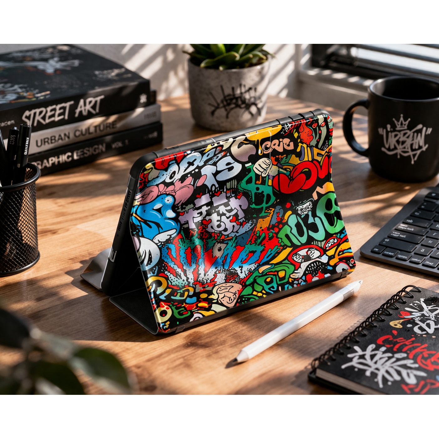Husa tableta StandPro pentru Honor Pad 10, Protectie 360°, Carcasa Rigida, Piele ECO, Anti-soc si Anti-zgarieturi, Street Style Paint