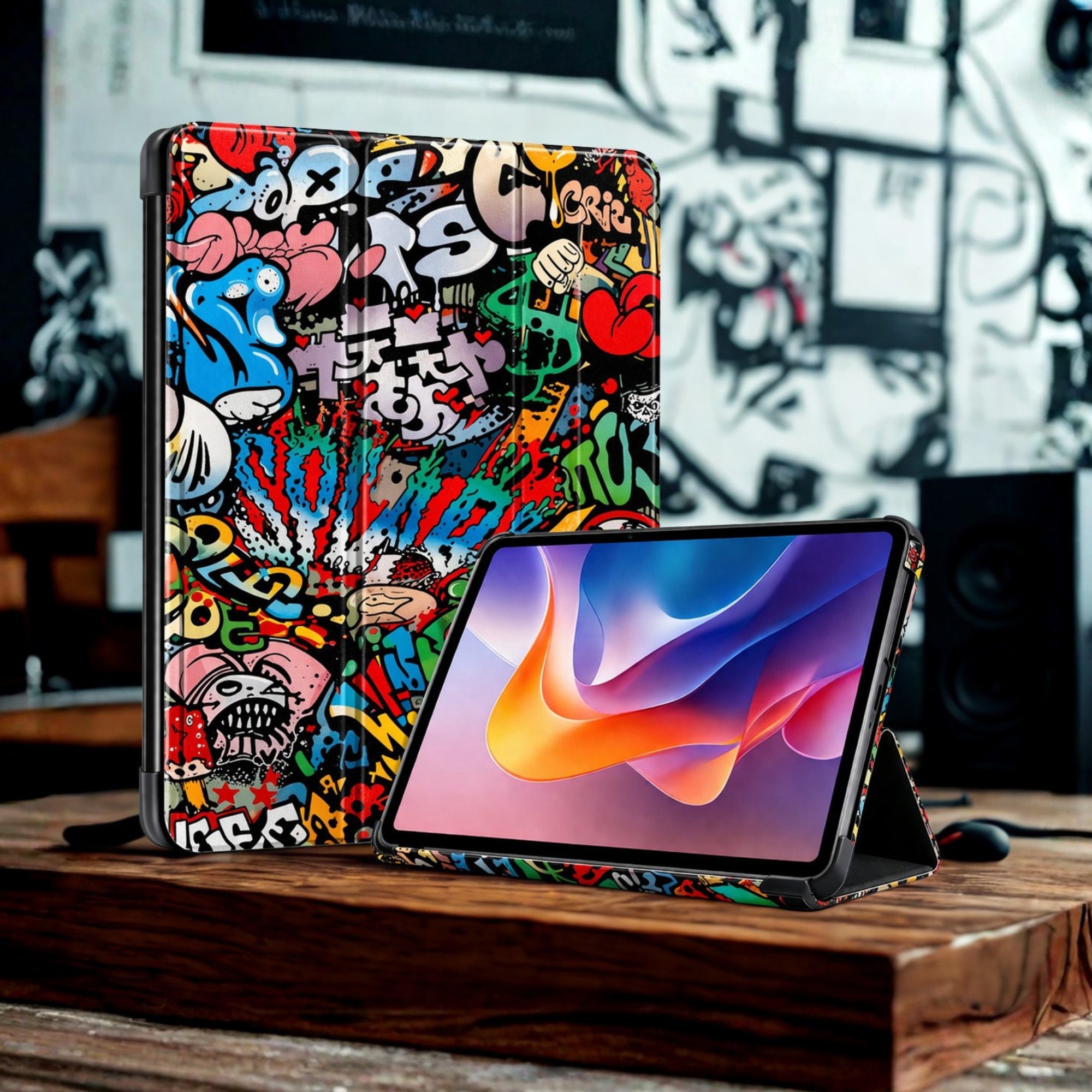 Husa tableta StandPro pentru Honor Pad 10, Protectie 360°, Carcasa Rigida, Piele ECO, Anti-soc si Anti-zgarieturi, Street Style Paint