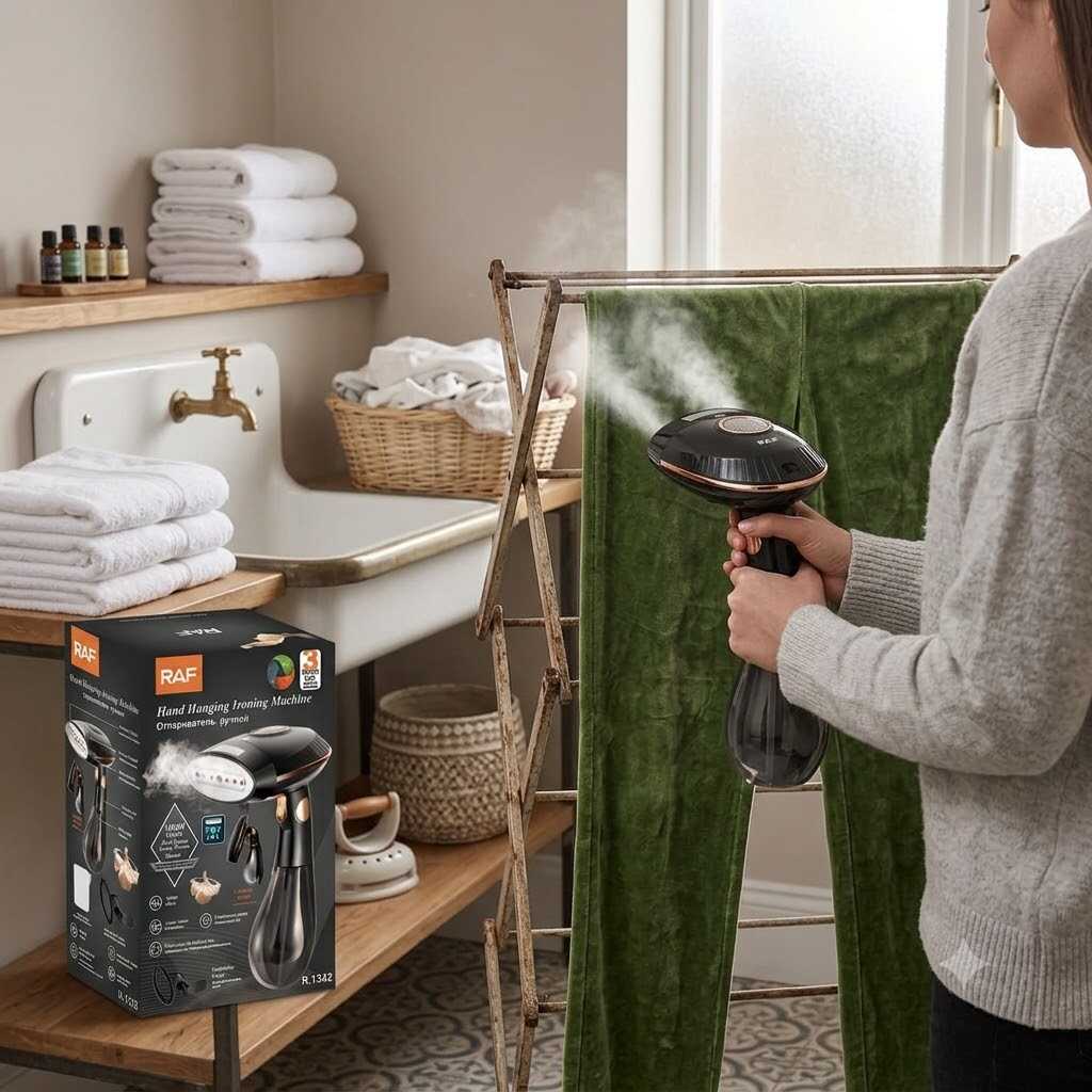 Fier de călcat cu aburi portabil și aparat de călcat vertical 2 în 1, design pliabil 1500W RAF R.1332