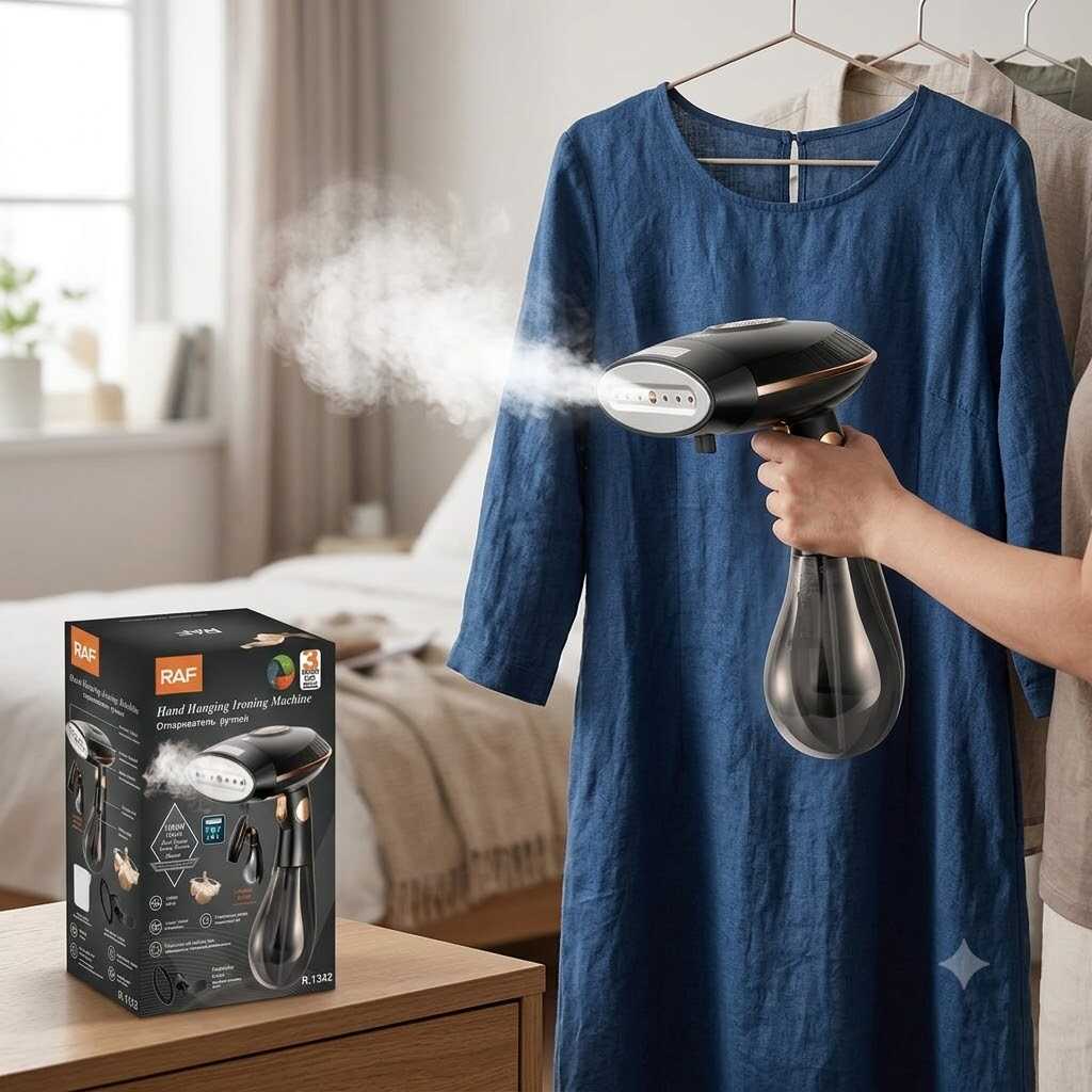 Fier de călcat cu aburi portabil și aparat de călcat vertical 2 în 1, design pliabil 1500W RAF R.1332