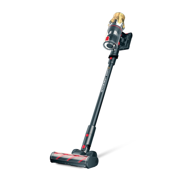 Aspirator vertical fara fir ELIT VC-250W ZoomX, 250 W, Motor Brushless, 3 viteze, Afisaj LED, Filtru HEPA, Recipient 650 ml, Gri/Auriu