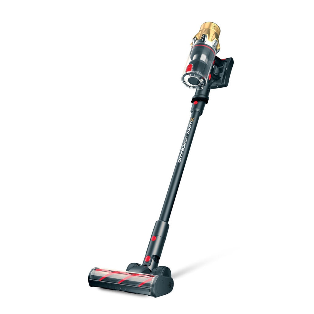 Aspirator vertical fara fir ELIT VC-250W ZoomX, 250 W, Motor Brushless, 3 viteze, Afisaj LED, Filtru HEPA, Recipient 650 ml, Gri/Auriu