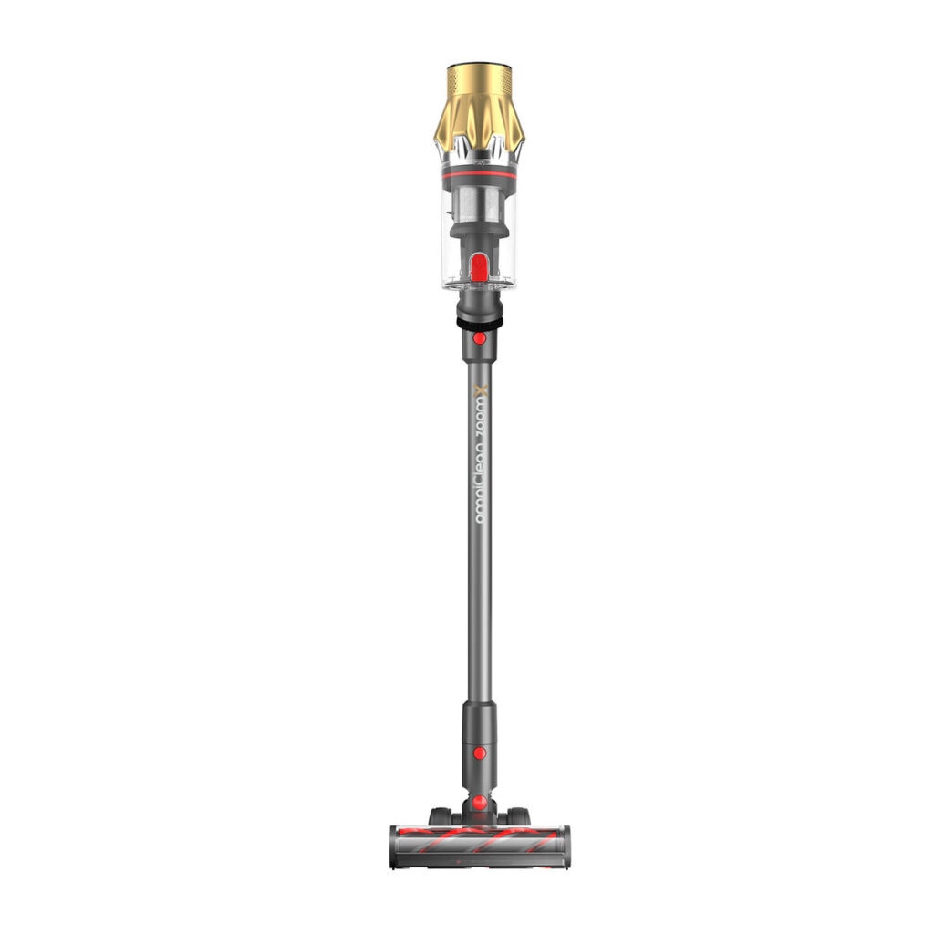 Aspirator vertical fara fir ELIT VC-250W ZoomX, 250 W, Motor Brushless, 3 viteze, Afisaj LED, Filtru HEPA, Recipient 650 ml, Gri/Auriu