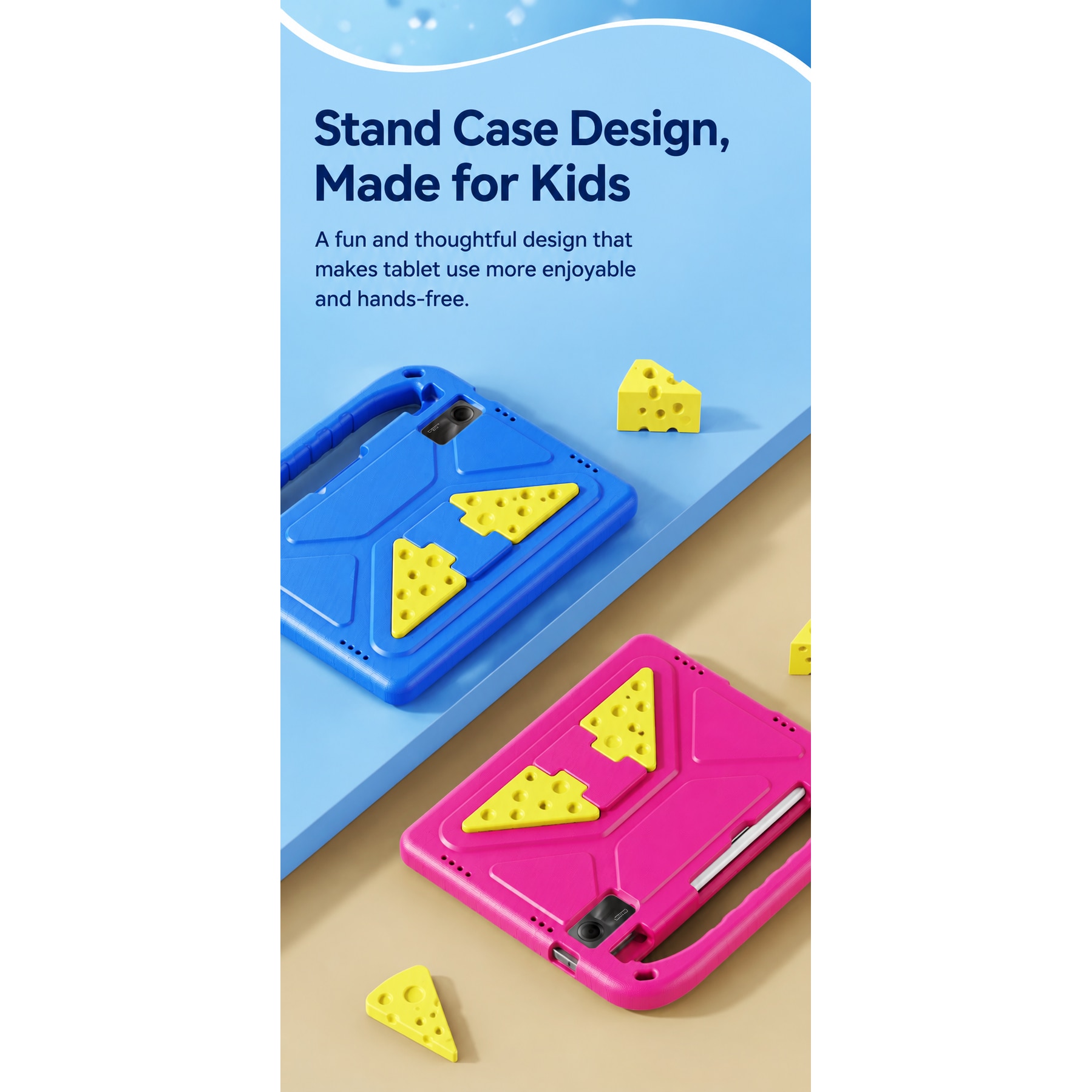 Husa Dux Ducis Puff Series Kids EVA pentru iPad Mini 6/7 cu stand si maner, albastru