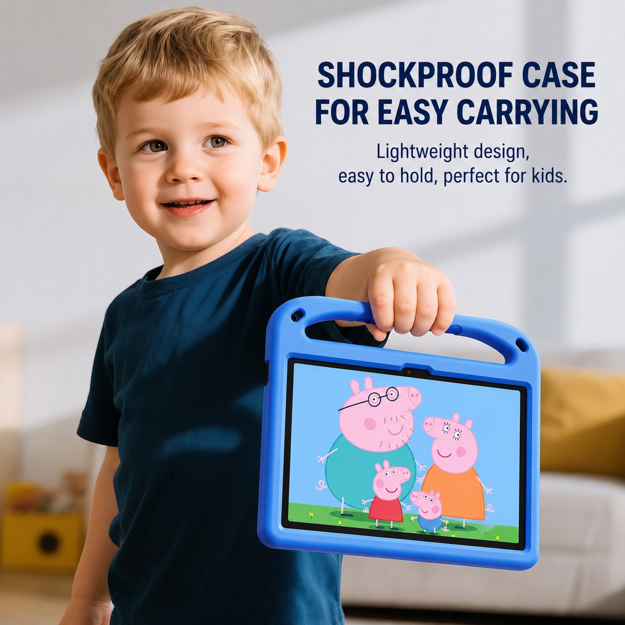 Husa Dux Ducis Puff Series Kids EVA pentru iPad Mini 6/7 cu stand si maner, albastru