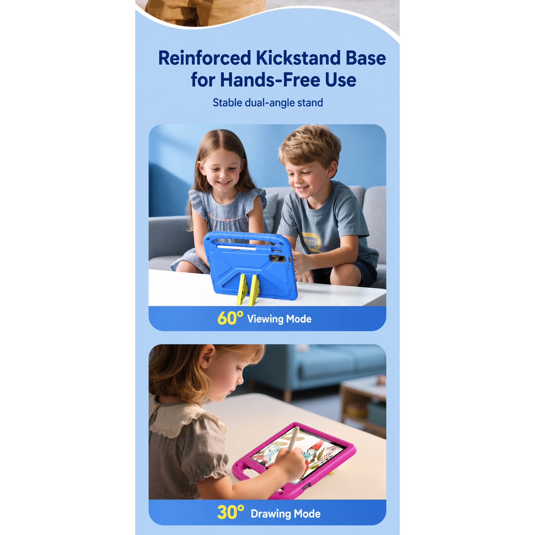 Husa Dux Ducis Puff Series Kids EVA pentru iPad Mini 6/7 cu stand si maner, albastru