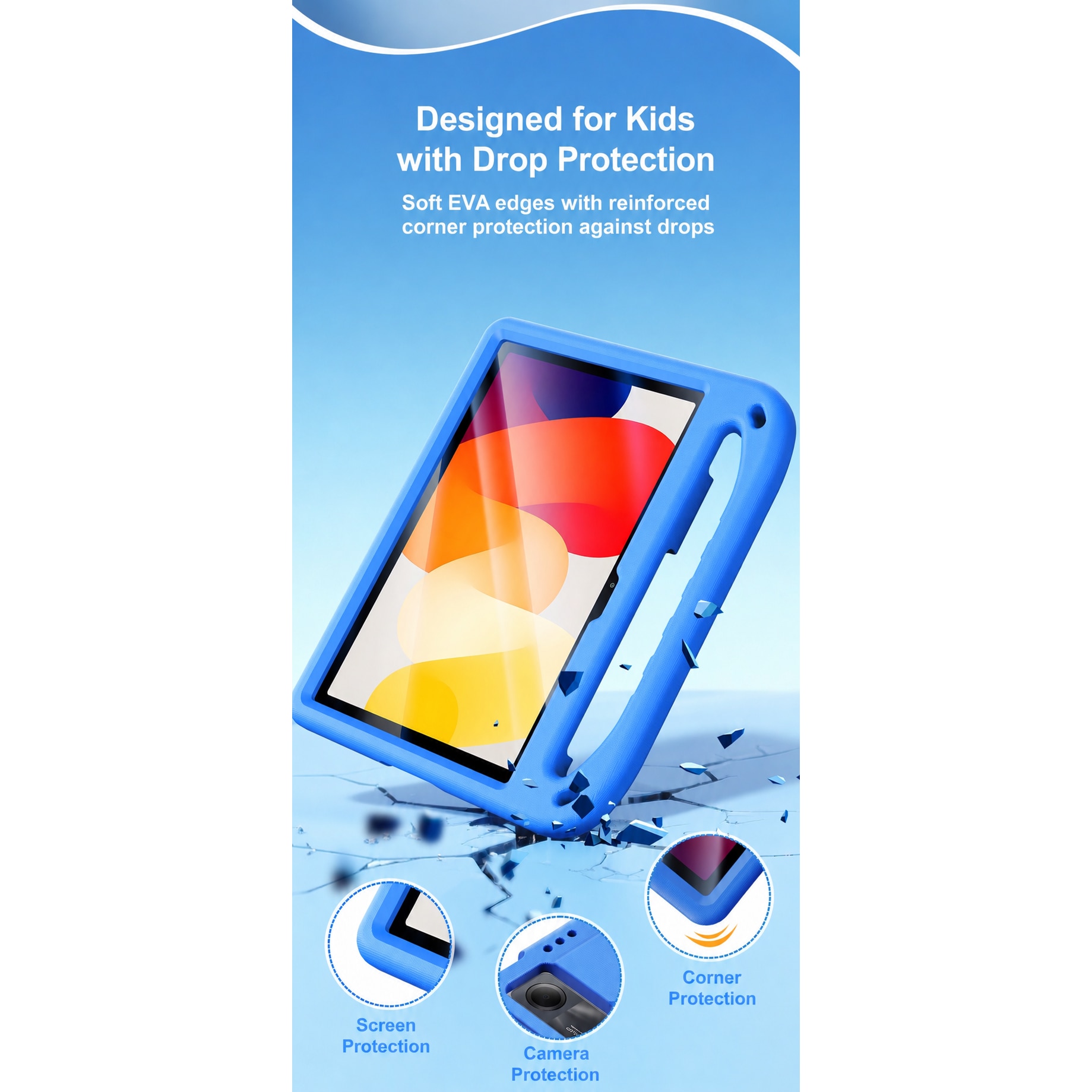 Husa Dux Ducis Puff Series Kids EVA pentru iPad Mini 6/7 cu stand si maner, albastru
