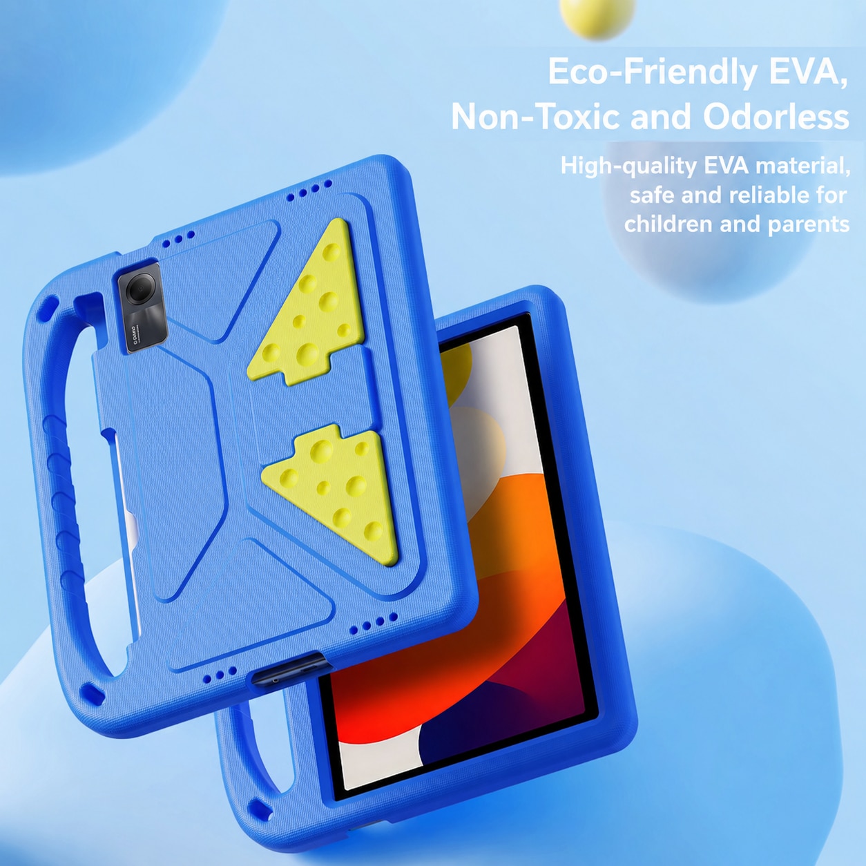 Husa Dux Ducis Puff Series Kids EVA pentru iPad Mini 6/7 cu stand si maner, albastru