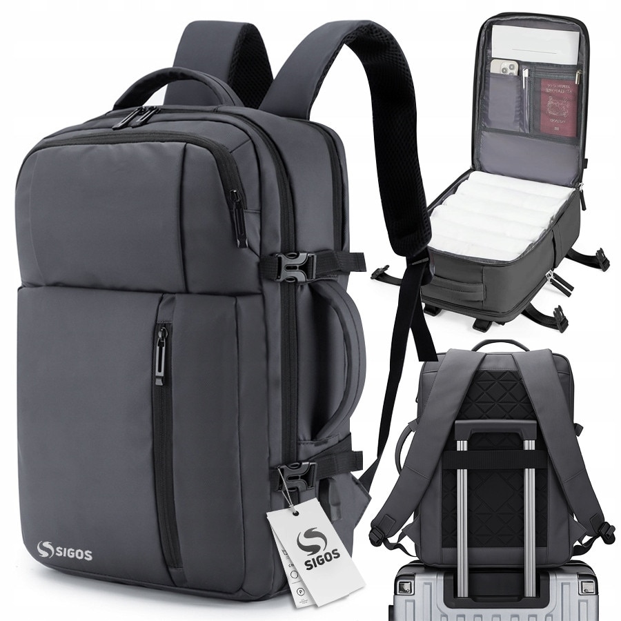 Rucsac de calatorie Sigos, business, USB, gri, 45x31x13cm