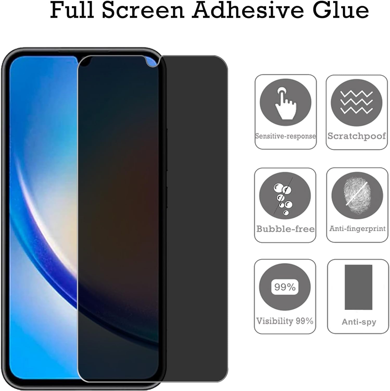 Folie Protectie Privacy Aba MGF GROUP, pentru Samsung Galaxy A22 5G, claritate HD, sticla securizata
