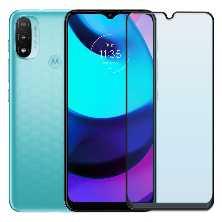 Folie din sticla securizata pentru Motorola Moto E20, HAMSTERBOX Glass Shield, Protectie completa ecran, Full face, Aplicare rapida, Case Friendly, Transparenta