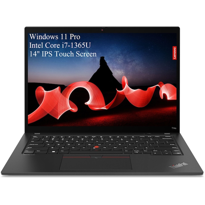 Laptop Lenovo ThinkPad T14s Gen 4 (Intel), 14" WUXGA IPS Touch Screen, Intel Core i7-1365U 10-core, 32 GB DDR5, 2TB SSD m2 PCIe, Intel Iris Xe Graphics, Windows 11 Pro, Carbon Aluminium Case 1.25 kg Black
