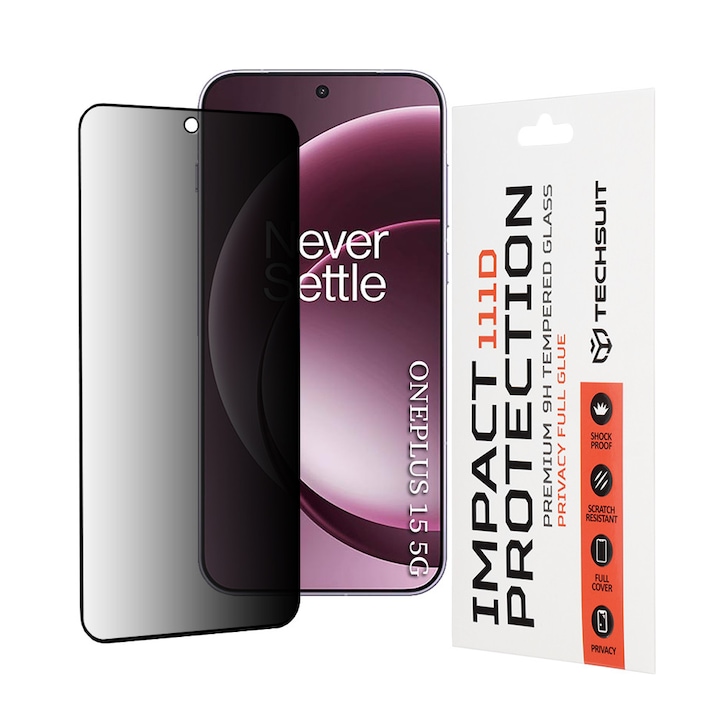 Folie pentru OnePlus 15 - Techsuit 111D Privacy FullA Glue - Black