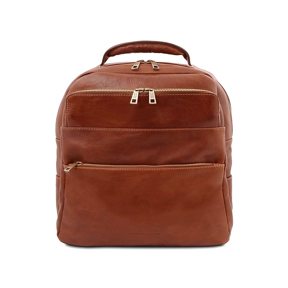 Rucsac pentru laptop din piele naturala vachetta, Util Land Fashion, coniac, RL4055A