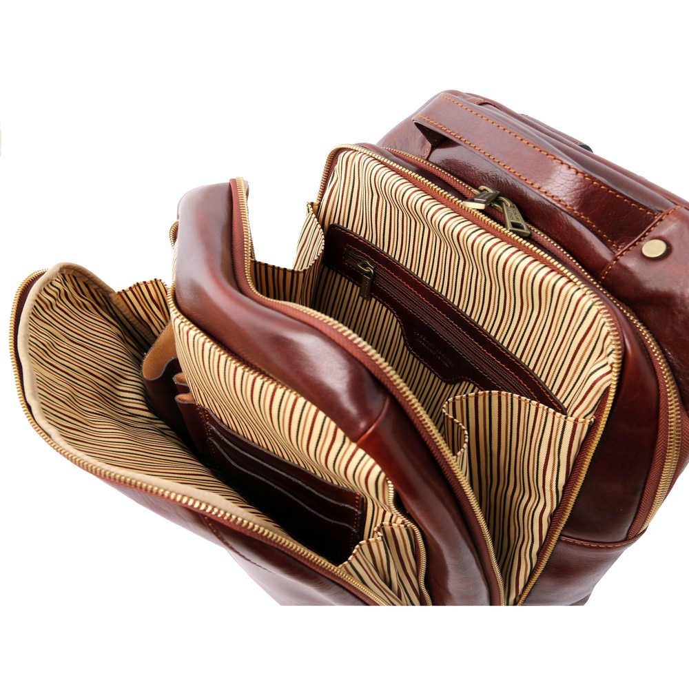 Rucsac pentru laptop din piele naturala vachetta, Util Land Fashion, coniac, RL4055A