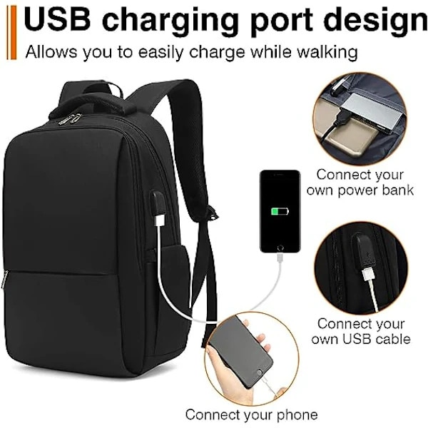 Rucsac/ghiozdan antifurt pentru laptop din poliester, capacitate mare, bretele respirabile, negru, 15.6 inch