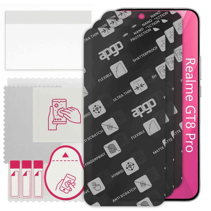 3x apgo MATTE sticla de protectie hibrida compatibila cu Realme GT8 Pro, sticla nano flexibila, inlocuire excellenta pentru sticla temperata