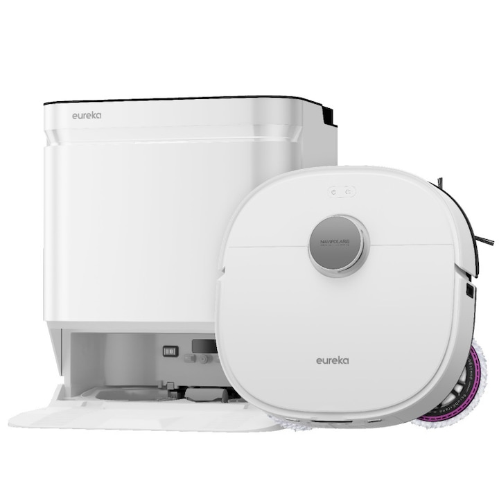 Aspirator robot Eureka J15 Ultra, 19 000 Pa, 3 l, Autonomie de 150 min, Lidar + camerа RGB, FlexiRazor, Comanda vocala, Alb