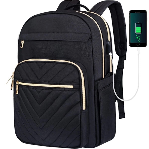 Rucsac dama multifunctional 30L impermeabil poliester negru 45x32x15cm USB