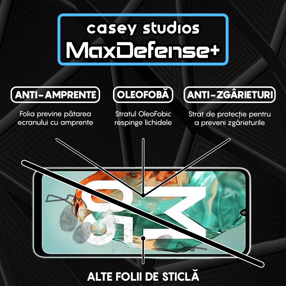 Folie Sticla CASEY STUDIOS™ compatibila cu Samsung Galaxy M05, Full Cover 3D, Full Glue, Sticla Securizata, Duritate Militara, Ultra HD, Protectie Profesionala Ecran 3D, Anti Zgarieturi, Anti Socuri