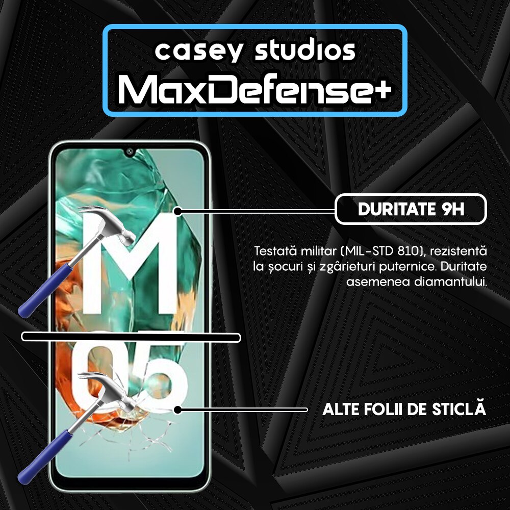 Folie Sticla CASEY STUDIOS™ compatibila cu Samsung Galaxy M05, Full Cover 3D, Full Glue, Sticla Securizata, Duritate Militara, Ultra HD, Protectie Profesionala Ecran 3D, Anti Zgarieturi, Anti Socuri