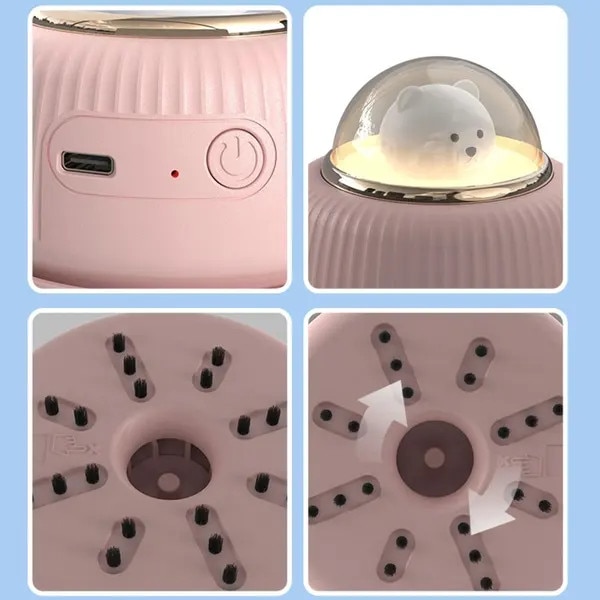 Aspirator de birou mini, design urs spatial, alb, 9.5x8.5cm