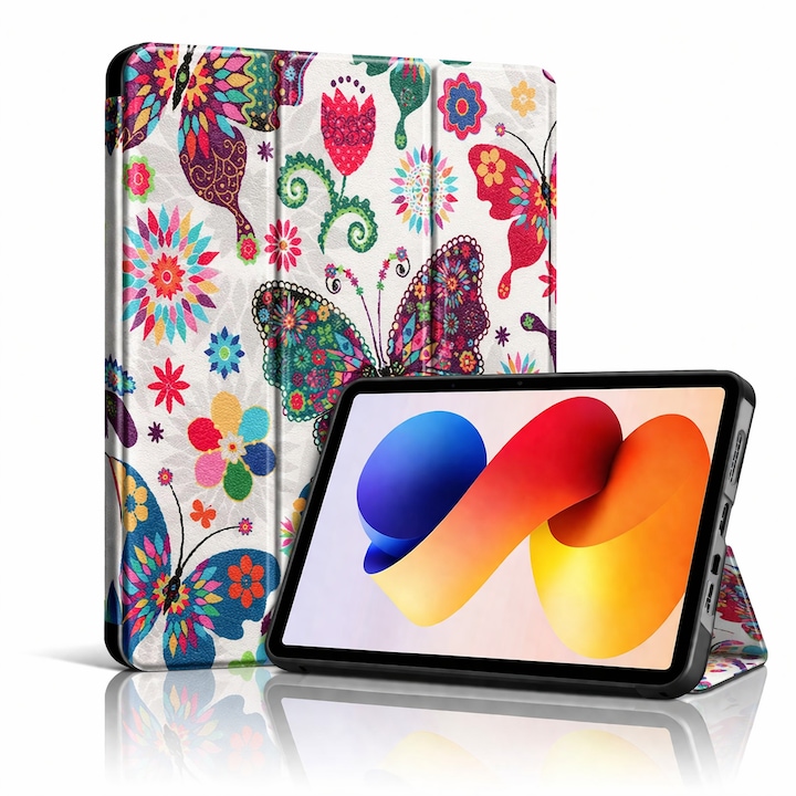 Husa tableta StandPro pentru Apple iPad Air 13 (2024) / Air 13 (2025) / Air 13 (2026), Protectie 360°, Carcasa Rigida, Piele ECO, Anti-soc si Anti-zgarieturi, Fluturas
