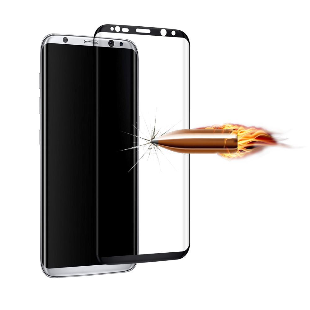 Folie de sticla FULL COVER pentru Samsung Galaxy S8 Plus, GloMax 3D Negru