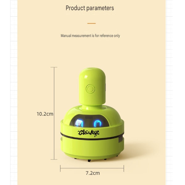 Mini aspirator de birou cu desene animate, radiera portabila, instrument de curatare pentru tastaturi studentesti si aschii de creion, verde