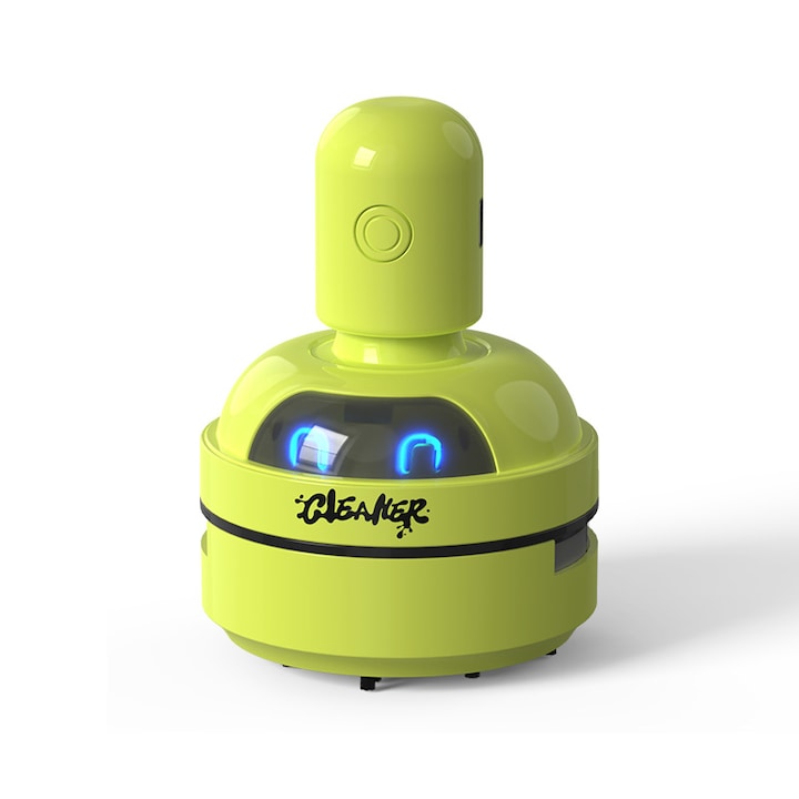 Mini aspirator de birou cu desene animate, radiera portabila, instrument de curatare pentru tastaturi studentesti si aschii de creion, verde