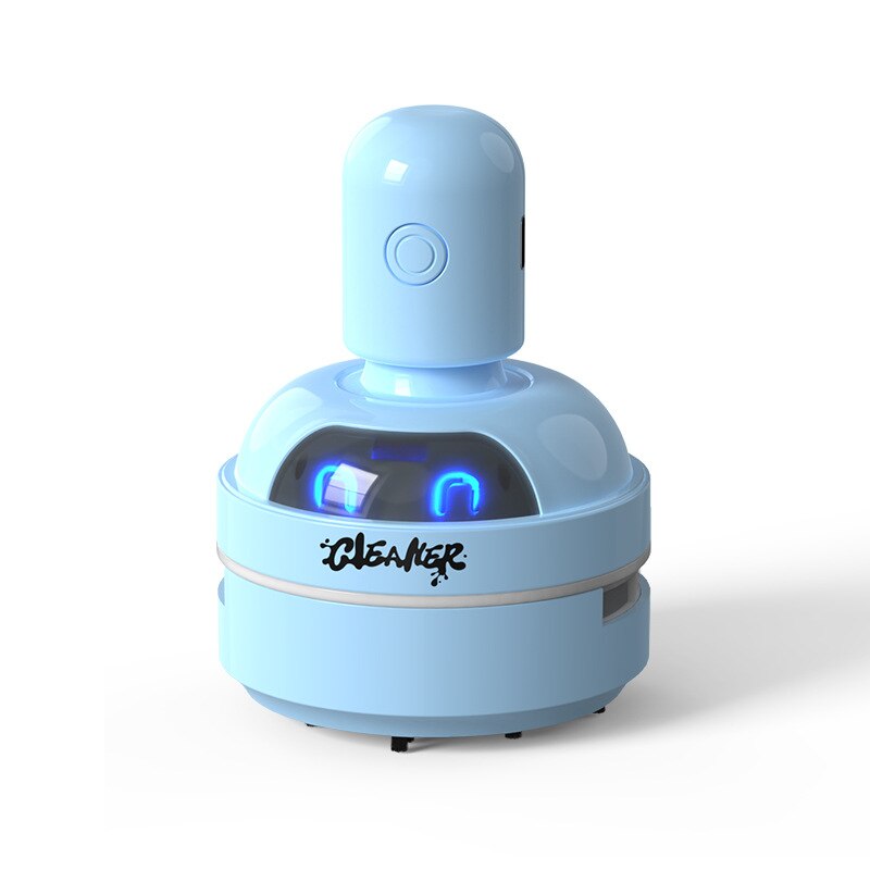 Mini aspirator de birou cu desene animate, radiera portabila, instrument de curatare pentru tastaturi studentesti si aschii de creion, albastru