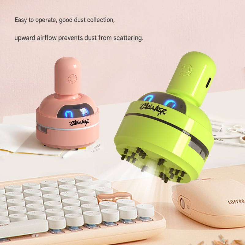 Mini aspirator de birou cu desene animate, radiera portabila, instrument de curatare pentru tastaturi studentesti si aschii de creion, rosu