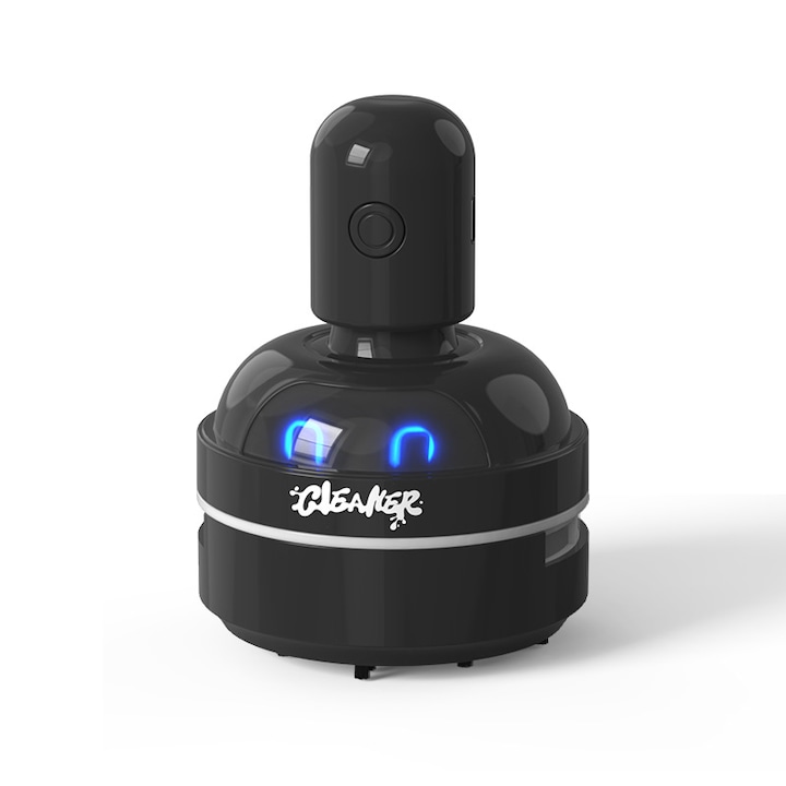 Mini aspirator de birou cu desene animate, radiera portabila, instrument de curatare pentru tastaturi studentesti si aschii de creion, negru