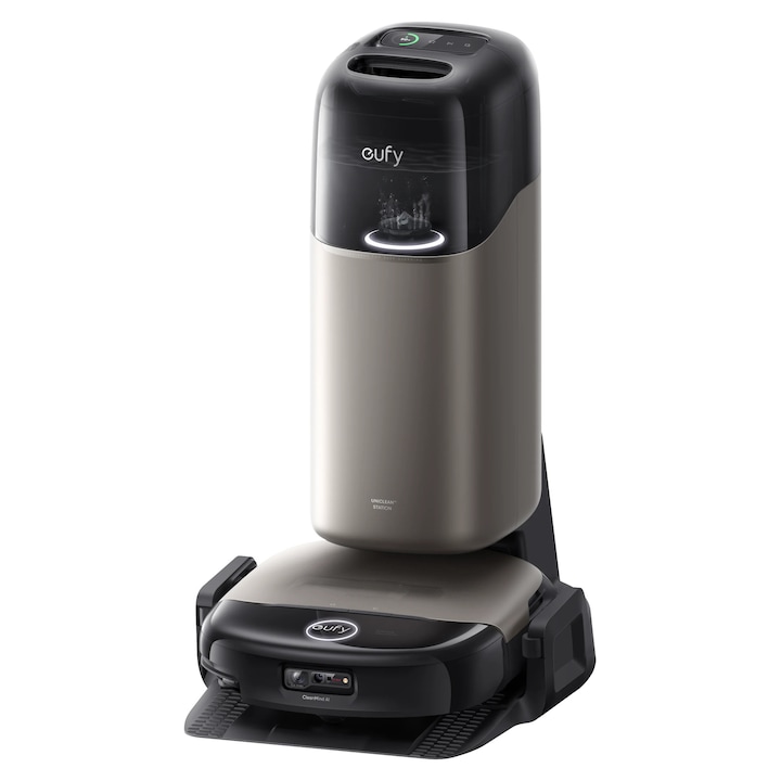 Aspirator robot eufy Omni S2, 30, 000 Pa, HydroJet™ 2.0, 3D MatrixEye 2.0, Mop cu rola, Statie UniClean 12-in-1, Negru