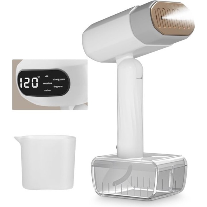 Fier de calcat cu abur, 1800W, 330ml, compact, alb, 20x10x10cm