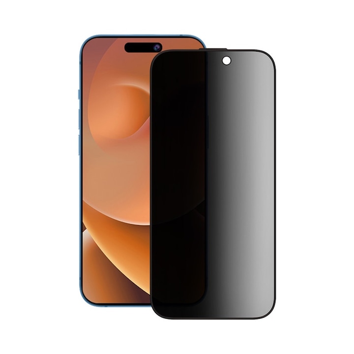 Folie protectie Privacy compatibila cu iPhone 16Pro, Full Cover, Sticla securizata 9H, claritate HD