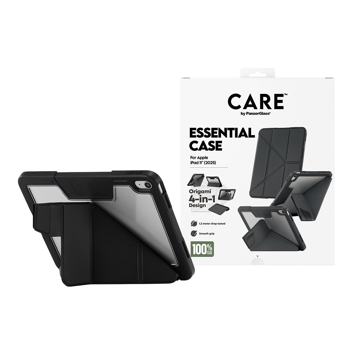 Carcasa Care by PanzerGlass Y compatibila cu iPad 11 inch 2025, Negru
