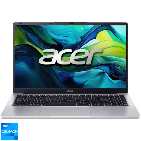 Laptop Acer Aspire Lite 15 cu procesor Intel® Celeron® N4500 pana la 2.8GHz, 15.6'', Full HD, IPS, 8GB LPDDR4X, 256GB SSD, Intel® UHD Graphic, No OS, Pure Silver