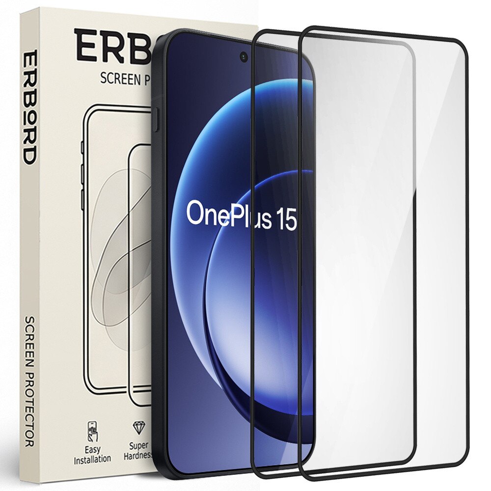 Set 2x sticla securizata ERBORD 3D pentru OnePlus 15, tarie 9H, protectie completa, transparenta